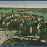 Kiel vom Rathausturm nach Osten, gelaufen 1918 Marineschiffspost (AK3421)