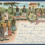 Gruß vom Hessenlande Trachten Maibaum, gelaufen 1900 (AK1730)