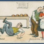 Gut Holz ! Kegeln Bier, gelaufen 1924 (AK3506)