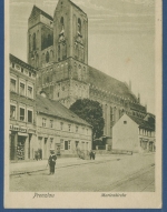 Prenzlau Wittstraße Marienkirche Bäckerei, gelaufen als Feldpost (AK3554)