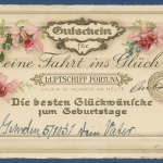 Glückwünsche zum Geburtstag Luftschiff Fortuna Orchideen, gelaufen 1931 (AK3807)
