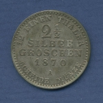 Preußen 2 1/2 Silbergroschen 1870 A, König Wilhelm I., J 90, ss+ (m2779)