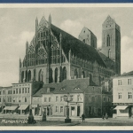 Prenzlau Königstraße mit Marienkirche Geschäfte, gelaufen 1931 (AK3932)