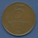 Lettland 5 Santimi 1922 Staatswappen KM 3 (m1077)