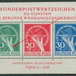 Berlin 1949 Währungsgeschädigte mit Plattenfehler Block 1 III postfrisch geprüft