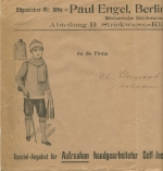 DR 1914 Riesenformatige Drucksache Engel Strickwaren-Fabrik (SG9180)