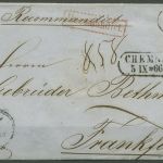 Sachsen Briefhülle mit 5 Ngr 19 a Einschreiben Chemnitz n. Frankfurt (X40129)