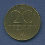 DDR 20 Pfennig 1980 Kursmünze, J 1511 vz (m2855)