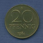 DDR 20 Pfennig 1984 Kursmünze, J 1511 vz/st (m2856)