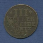 Hessen-Kassel 3 Heller Portrait 1755, Wilhelm VIII., Schütz 1795 schön (m2978)