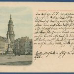 Dresden Altmarkt mit Siegesdenkmal und Kreuzkirche, gelaufen 1899 (AK4047)