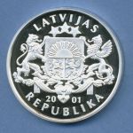 Lettland 1 Lats 2001, Silber, Eishockey, KM 50 PP (m4227)