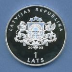 Lettland 1 Lats 2002, Silber, Olympia Sommerspiele´2004 Athen, KM 57 PP (m4228)