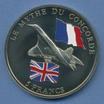 Kongo 5 Franc 2003 Flugzeug Concorde vz/st,farbig (m4336)