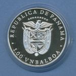 Panama 1 Balboa 1988 Olympia Ski Freestyle, Silber, PP in Kapsel (m4351)