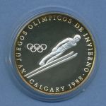 Panama 1 Balboa 1988 Olympia Skispringen, Silber, PP in Kapsel (m4353)