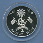 Malediven 20 Rufiyaa 1985 Frauendekade Näherin, Silber, KM 74 PP Kapsel (m4377)