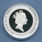 Salomonen 10 Dollar 2005 Fußball-WM, Silber, farbig, KM 140 PP in Kapsel (m4384)