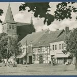 Strasburg Uckermark Markt Konsum, gelaufen 1962, Landpost Schönhausen (AK4187)