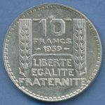 Frankreich 10 Franc 1939, Silber, Marianne KM 878, ss+ (m4442)