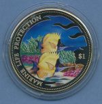 Salomonen 1 Dollar 2001 Meeresschutz Fische, farbig, PP in Kapsel (m4534)