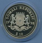 Somalia 10 Dollar 1998 Meeresschutz Fische, farbig, PP in Kapsel (m4556)
