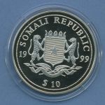 Somalia 10 Dollar 1999 Meeresschutz Fische, farbig, PP in Kapsel (m4557)