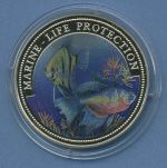 Liberia 1 Dollar 1996 Mereresschutz Fische, farbig, KM 569 PP in Kapsel (m4565)