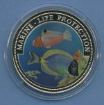Liberia 1 Dollar 1997 Mereresschutz Fische, farbig, KM 570 PP in Kapsel (m4566)