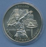 Liberia 5 Dollar 2000 Olympia Sommerspiele Sydney Speer vz/st in Kapsel (m4572)