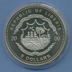 Liberia 5 Dollar 2000 Olympia Sommerspiele Sydney Speer vz/st in Kapsel (m4572)