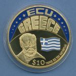 Liberia 10 Dollar 2001 ECU-Serie Griechenland vz/st in Kapsel (m4575)