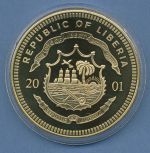 Liberia 5 Dollar 2001 ECU-Serie Europakarte vz/st in Kapsel (m4576)