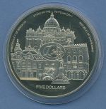 Liberia 5 Dollar 2003 Vatican Monaco San Marino vz/st in Kapsel (m4577)