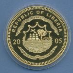 Liberia 5 Dollar 2005 Papst Benedikz XVI vergoldet vz/st in Kapsel (m4578)