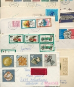 DDR 14 Briefe, meist-R-Bf mit Satzfrankaturen, Blocks, Kleinbogen (XL9900)