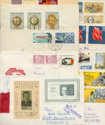 DDR 14 Briefe, meist-R-Bf mit Satzfrankaturen, Blocks, Kleinbogen (XL9898)