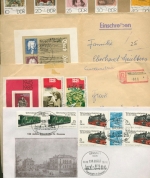 DDR 14 Briefe, meist-R-Bf mit Satzfrankaturen, Blocks, Kleinbogen (XL9897)