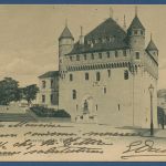 Lausanne Schloß Le Chateau, gelaufen 1905 Nadellöcher (AK4260)