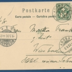 Inner-Arosa Ortsansicht mit Bergpanorama, gelaufen 1900 (AK275)