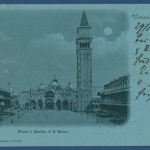 Venedig Piazza und Basilica San Marco Mondscheinkarte, gelaufen 1900 (AK264)