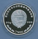 Korea Nord 7 Won 2002 Olympia Taekwondo, Silber, KM 881 PP in Kapsel (m4609)
