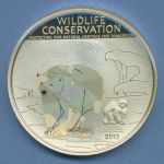 Cook-Inseln 1 Dollar 2013, Tierschutz Eisbär, Prisma, PP (m4688)
