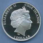 Cook-Inseln 1 Dollar 2013, Tierschutz Eisbär, Prisma, PP (m4688)