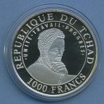 Tschad 1000 Francs 1999 Stadt Jericho, Silber, PP in Kapsel (m4702)