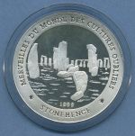 Tschad 1000 Francs 1999 Stonehenge, Silber, PP in Kapsel (m4705)