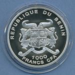 Benin 1000 Francs 2007 Rickmer Rickmers Segelschiff, Silber, PP Kapsel (m4735)