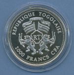 Togo 1000 Francs 2011 Segelschiff Prince Royal, Silber, PP in Kapsel (m4760)