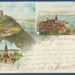 Gruß aus Graudenz Schloßberg Courbiere Denkmal Litho, gelaufen 1896 (AK349)