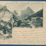 Gruß aus Trafoi Hotel Neue Post Ortler-Gruppe, gelaufen 1901 (AK357)